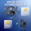 Tornado 20 Inch High Velocity Metal Oscillating Pedestal Fan Water-Resistant