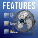 Tornado 12'' High Velocity Metal Floor Fan,3-Speed Powerful Cooling for Industrial, Commercial, and Home Spaces - 1650 CFM - UL