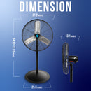 Tornado 24" High Velocity Metal Oscillating Pedestal Fan - 7600 CFM - UL