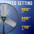 Tornado 30" High Velocity Metal Stationary Non-Oscillating Pedestal Fan - 8850 CFM - UL
