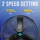 Tornado 30" Outdoor Rated IPX4 Water Resistant High Velocity Metal Oscillating Wall Mount Fan - 8850 CFM – UL