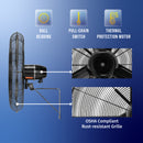 Tornado 30" Outdoor Rated IPX4 Water Resistant High Velocity Metal Oscillating Wall Mount Fan - 8850 CFM – UL