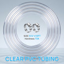 Hexago Clear PVC Tubing 3/4 Inch Inner Diameter x 10 FT Flexible Vinyl Hose for Water Pump Aquarium Hydroponics Drainage Fluid Transfer Transparent Plastic Tube with 2 Metal Clamps