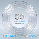 Hexago Clear PVC Tubing 2/3 Inch Inner Diameter x 10 FT Flexible Vinyl Hose for Water Pump Aquarium Hydroponics Drainage Fluid Transfer Transparent Plastic Tube with 2 Metal Clamps