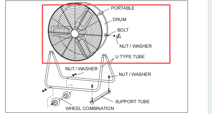 DRUM of 24 Inch Yellow Drum Fan