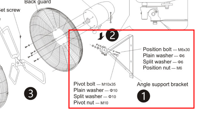 Screws and Bracket of HI-FAN-24MOWF-A-1P