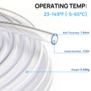 Hexago Clear PVC Tubing 1/2 Inch Inner Diameter x 25 FT Flexible Vinyl Hose for Water Pump Aquarium Hydroponics Drainage Fluid Transfer Transparent Plastic Tube with 2 Metal Clamps