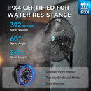 Tornado 24 Inch High Velocity Oscillating Wall Mount Fan with Pre-Installed Misting Kit