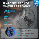 Tornado 30 Inch High Velocity Outdoor Oscillating Wall Mount Fan with Pre-Installed Misting Kit