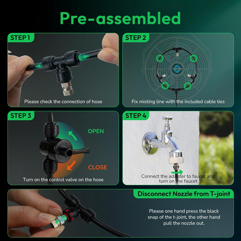 Tornado 7’’ Outdoor Misting Kit for Cooling, Portable Misters System for Outside Patio Fan
