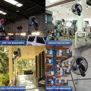 Tornado 16 Inch Pro Series Waterproof Outdoor Oscillating Wall Mount Fan - High Velocity Heavy Duty Metal Wall Mount Fan - UL