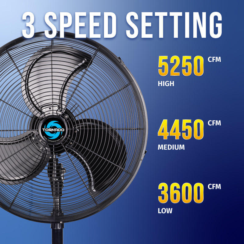 Tornado 20 Inch High Velocity Metal Oscillating Pedestal Fan Water-Resistant