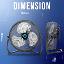 Tornado 12'' High Velocity Metal Floor Fan,3-Speed Powerful Cooling for Industrial, Commercial, and Home Spaces - 1650 CFM - UL