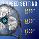 Tornado 12'' High Velocity Metal Floor Fan,3-Speed Powerful Cooling for Industrial, Commercial, and Home Spaces - 1650 CFM - UL