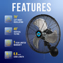 Tornado 16" Pro Series Metal Oscillating Wall Fan - 2850 CFM - UL
