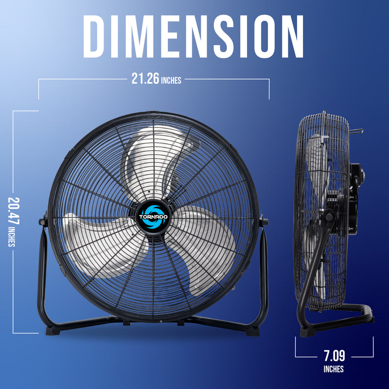 Tornado 18'' High Velocity Metal Floor Fan, 120°Tilt, 6.0 FT Cord - 4150 CFM - UL