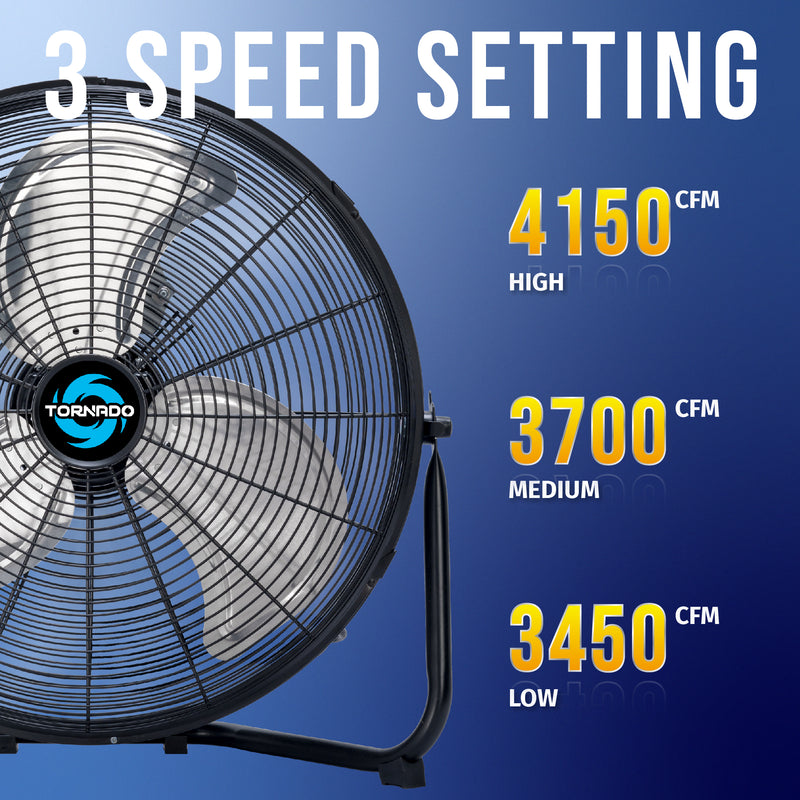 Tornado 18'' High Velocity Metal Floor Fan, 120°Tilt, 6.0 FT Cord - 4150 CFM - UL