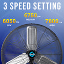 Tornado 24 Inch Pro Series High Velocity Oscillating Wall Mount Fan For Commercial, Industrial Use 3 Speed 7600 CFM 6.6 FT Cord UL Safety Listed