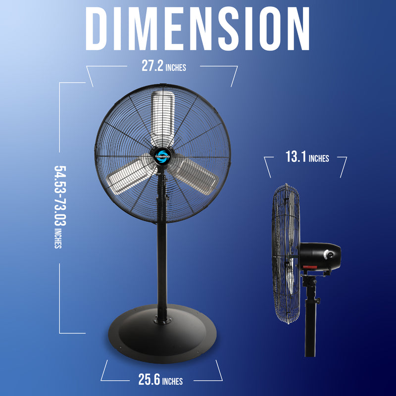 Tornado 24" High Velocity Metal Oscillating Pedestal Fan - 7600 CFM - UL