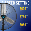Tornado 24" High Velocity Metal Oscillating Pedestal Fan - 7600 CFM - UL
