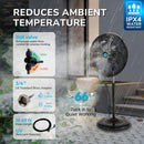 Tornado 20 Inch Outdoor Misting Pedestal Fan, 5250 CFM Oscillating Water-Resistant Fan with 7-Nozzle Misting Kit, 19.69 FT Hose & Brass Adapter for Patio, Garden, Backyard Cooling