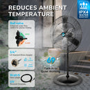 Tornado 8850 CFM 30 Inch Misting Pedestal Fan Oscillating,Water-Resistant Outdoor Pedestal Fan with Fan Misting Kit,19.69 FT Hose + 10 Brass Nozzles + Brass Adapter(3/4") for Patio,Garden