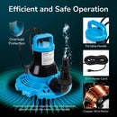 Hexago Automatic Swimming Pool Cover Pump, 1/2HP Submersible Water Pump with Check Valve Adapter & 33FT Power Cord, 3200GPH Water Removal Cover Pump for Pool, Hot Tubs, Rooftops and Water Beds