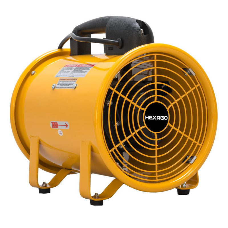Hexago – 8 Inch Portable Ventilation Blower Fan - Commercial, Residential, Industrial Use - 2 Speed - 565 CFM - 1/4 HP - 6.6 FT Cord - ETL Safety Listed
