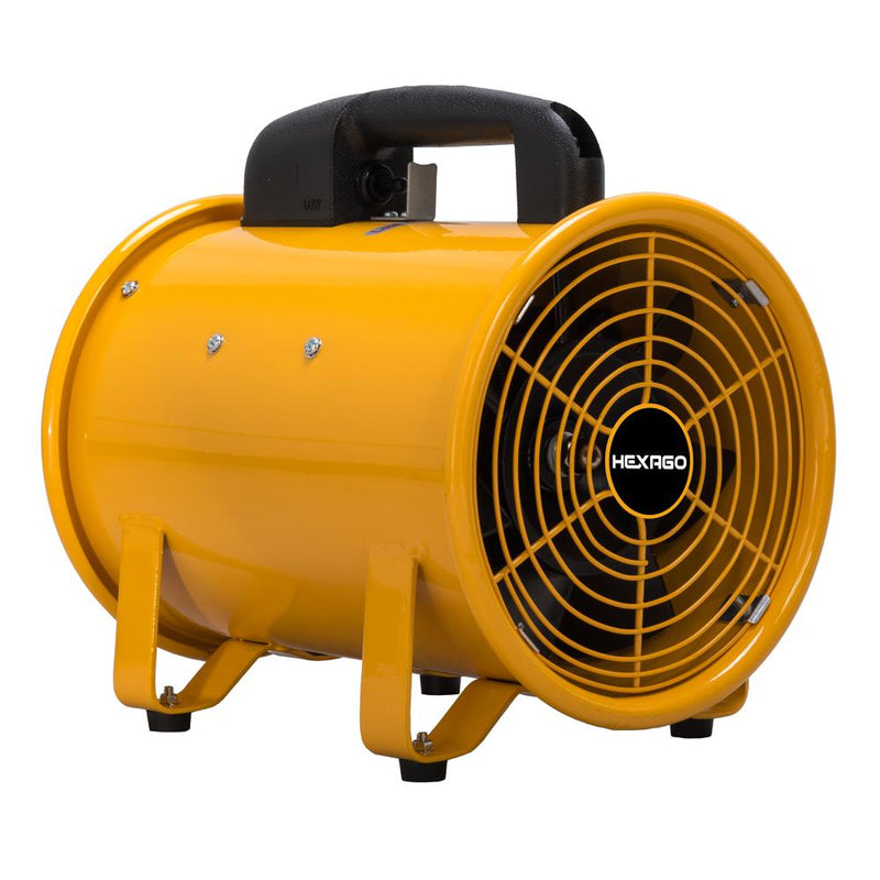 Hexago – 8 Inch Portable Ventilation Blower Fan - Commercial, Residential, Industrial Use - 2 Speed - 565 CFM - 1/4 HP - 6.6 FT Cord - ETL Safety Listed