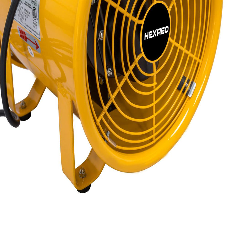 Hexago – 8 Inch Portable Ventilation Blower Fan - Commercial, Residential, Industrial Use - 2 Speed - 565 CFM - 1/4 HP - 6.6 FT Cord - ETL Safety Listed