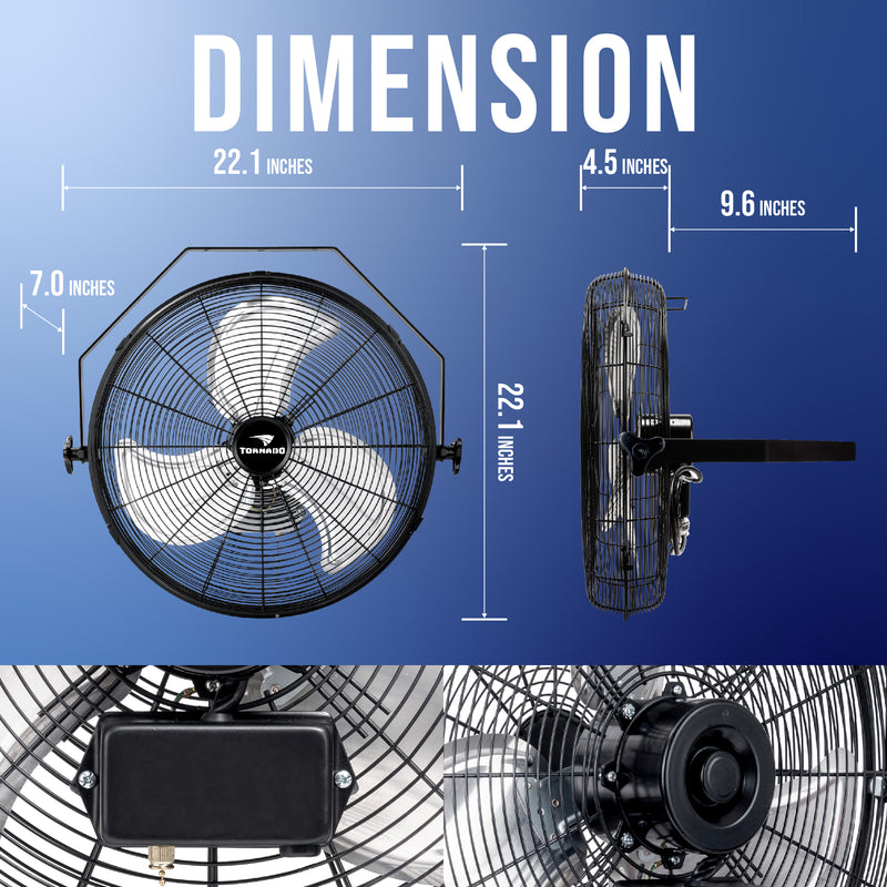 Tornado 18" 3 Speed High Velocity Industrial Wall Fan