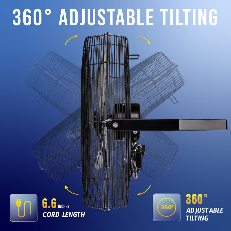 Tornado 20" Outdoor Rated IPX4 Water Resistant High Velocity Metal Wall Fan - 4750 CFM - UL