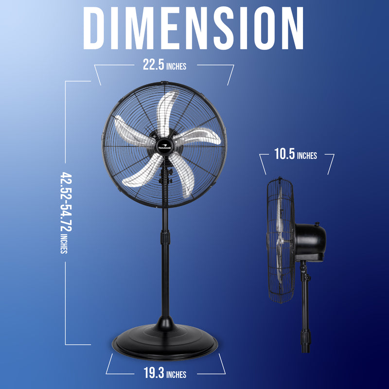 Tornado 20" High Velocity Metal Oscillating Pedestal Fan - 5000 CFM - UL