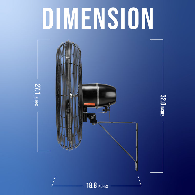 Tornado 24" Outdoor Rated IPX4 Water Resistant High Velocity Metal Oscillating Wall Fan - 7600 CFM - UL