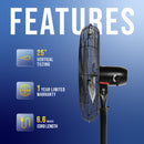 Tornado 24" High Velocity Metal Stationary Non-Oscillating Pedestal Fan - 7600 CFM - UL