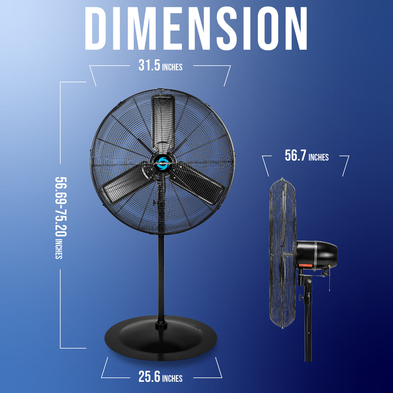 Tornado 30" Outdoor Rated IPX4 Water Resistant Metal Oscillating Pedestal Fan - 8850 CFM – UL